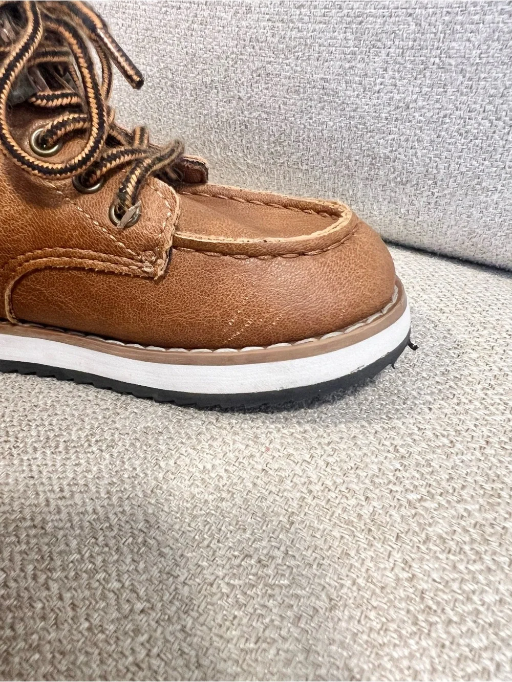GAP Toddler Boys Brown Lace-Up Boots Size 8 Side Zip Excellent Used Condition